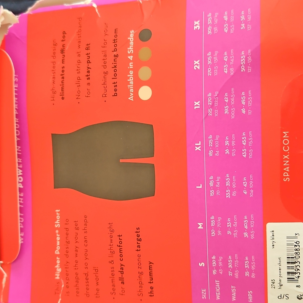 Spanx, Higher Power Short ,Black,Small - Picture 4 of 6